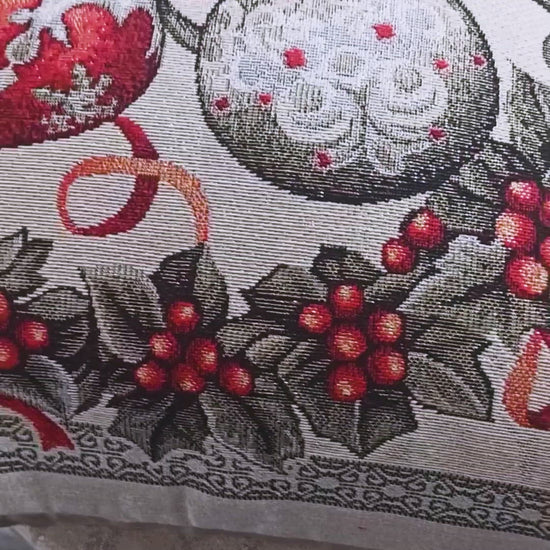 Christmas Cushion Cover White Red 18in Silver Glitter with Silver Lurex