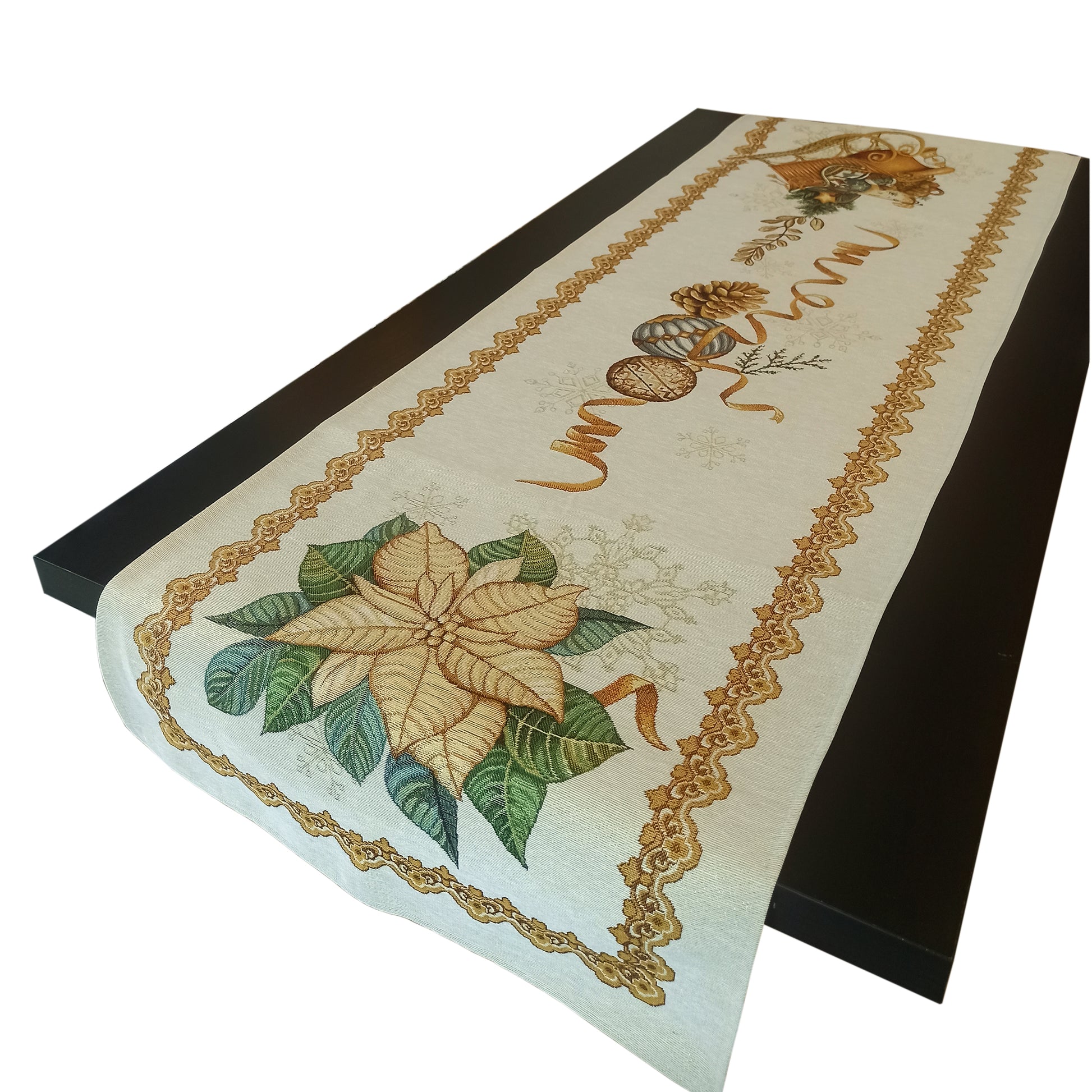 Christmas Table Runner Golden Threads Lurex 