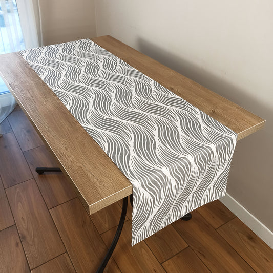 Table Runner Decorative Gray Waves Waterproof Rectangular Modern