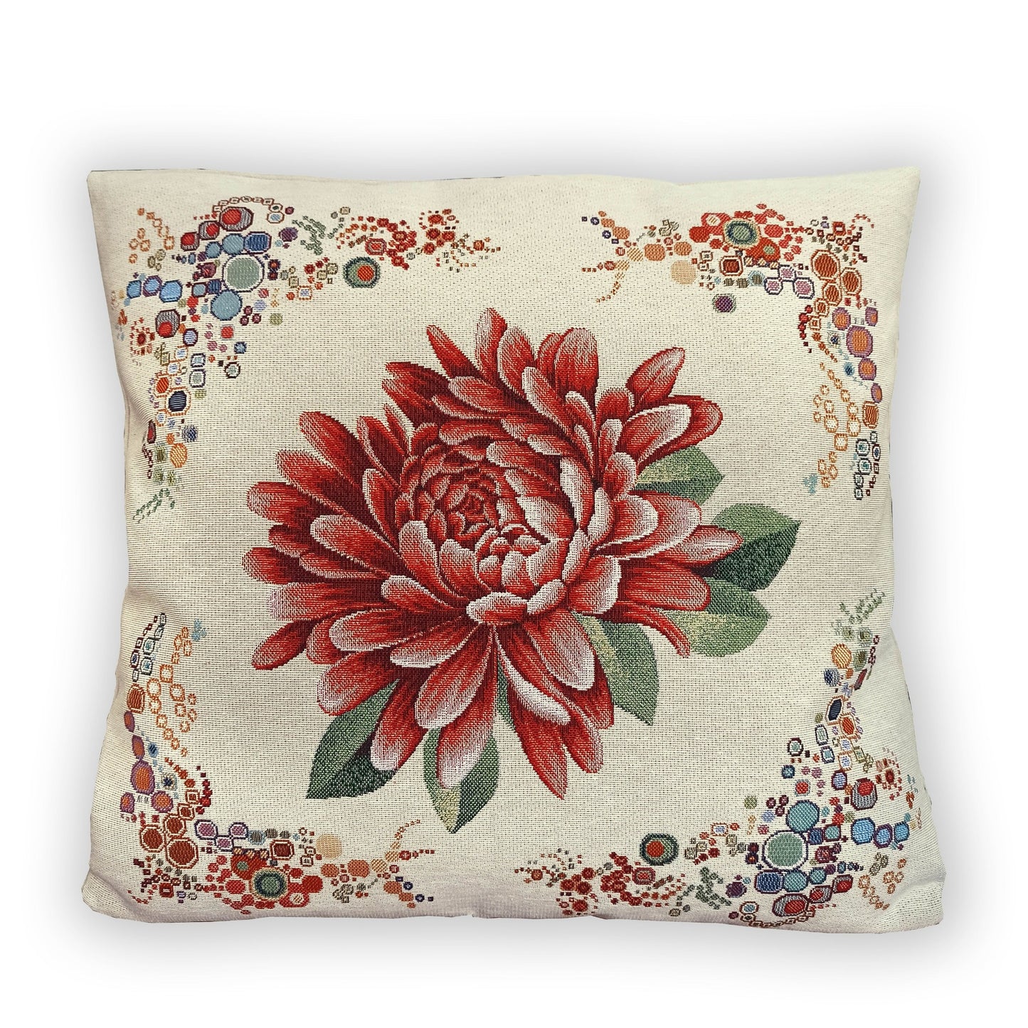 Floral Cushion Cover Cotton Decorative Pillowcase Farmhouse Pillow Cover Dahlias