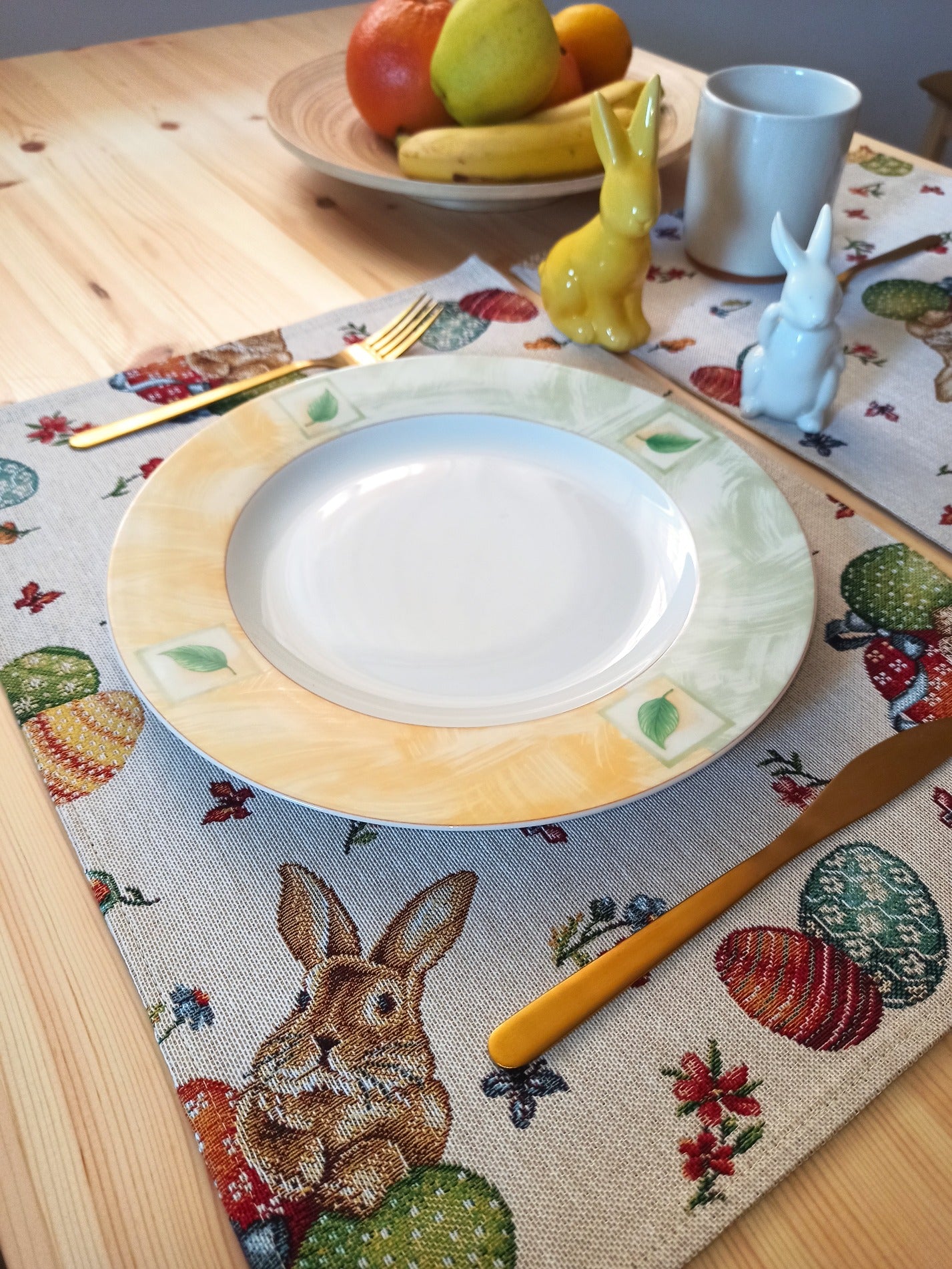 Easter Placemats Eggs Bunny Floral Rectangular