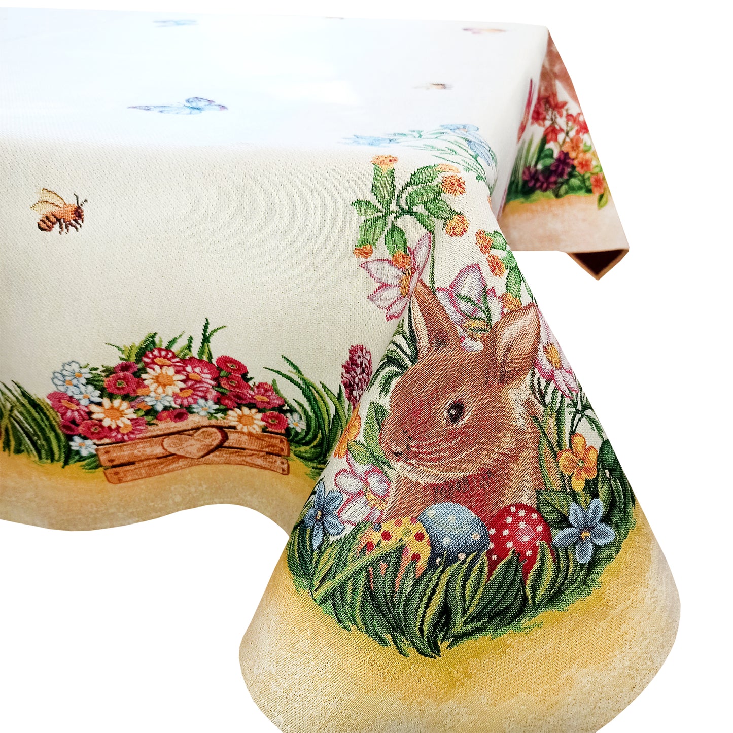 Easter Tablecloth Funny Cute Bunny Table Linen for Square or Rectangle Table