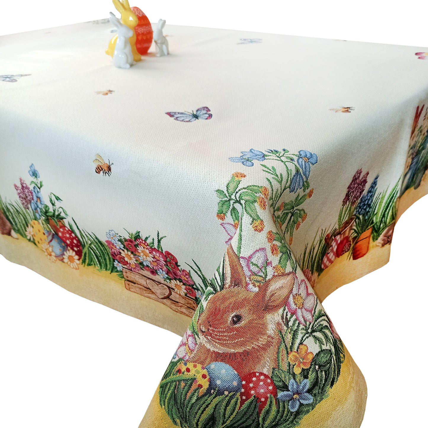 Easter Tablecloth Funny Cute Bunny Table Linen for Square or Rectangle Table Media 1 of 5