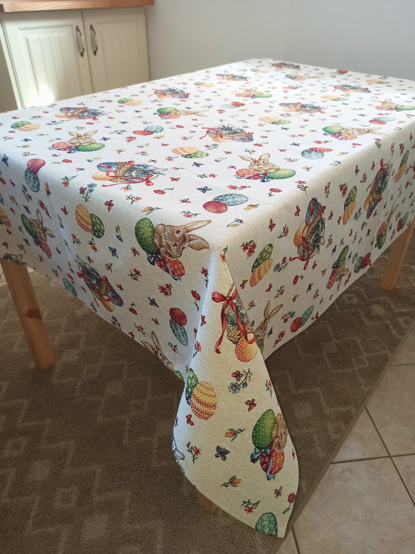 Tablecloth Easter Fabric Custom Square Rectangular with Cute Easter Bunny Tapestry Table linen