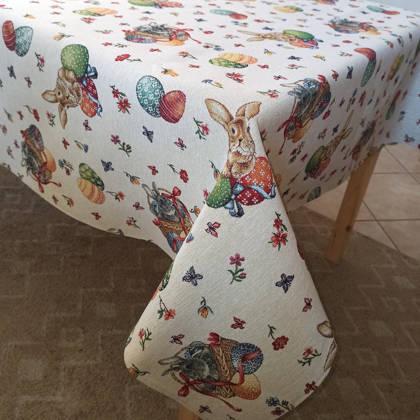 Tablecloth Easter Fabric Custom Square Rectangular with Cute Easter Bunny Tapestry Table linen