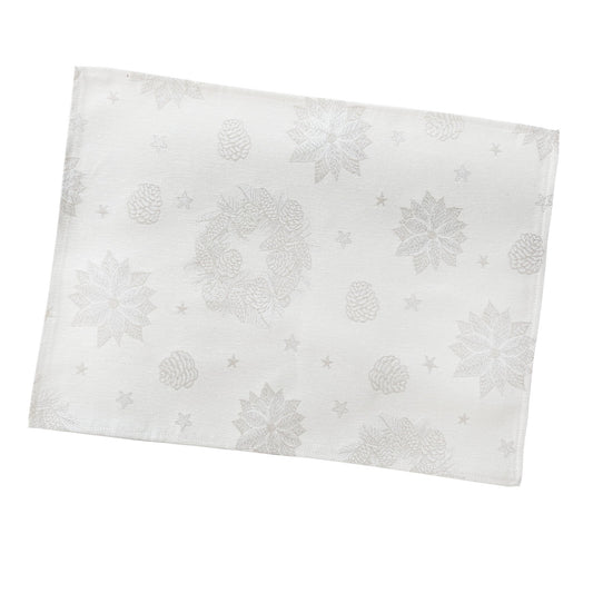 Placemats Set of 2 Christmas Ivory with Silver threads Christmas Holiday Table mats Media 1 of 9