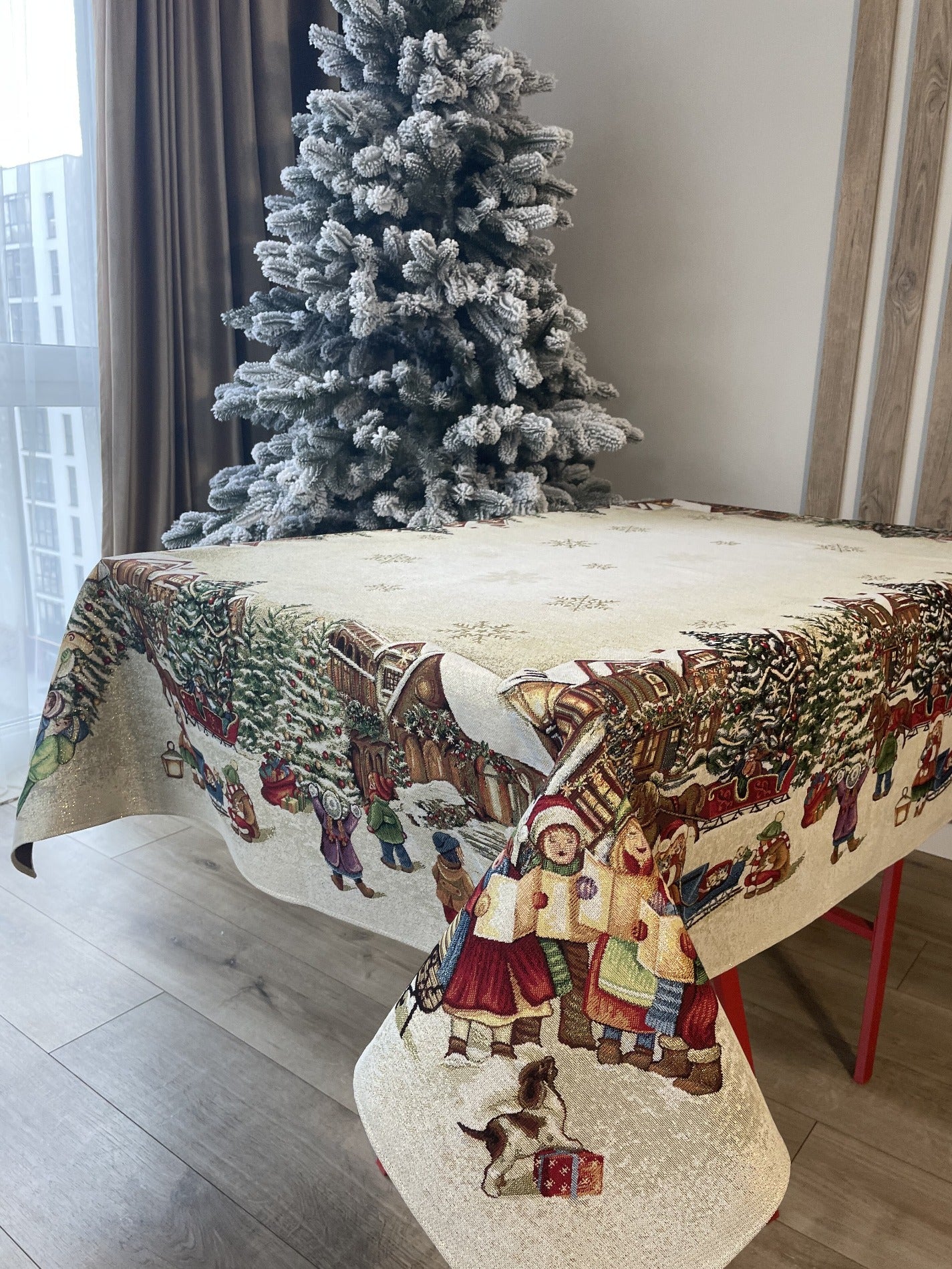 Tablecloth Christmas Golden Table Cover Santa Christmas Gifts X-mas table cloth