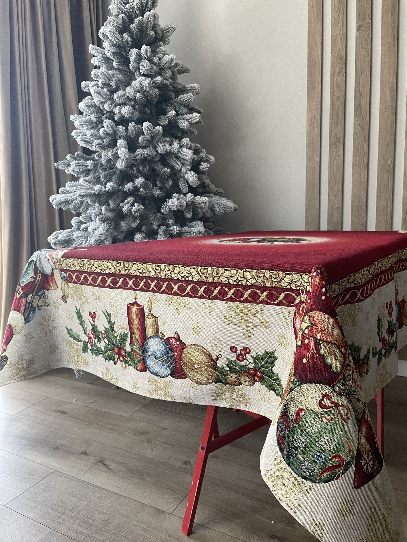 Red Christmas Tablecloth Santa X-mas tablecloth for Square Rectangle Table