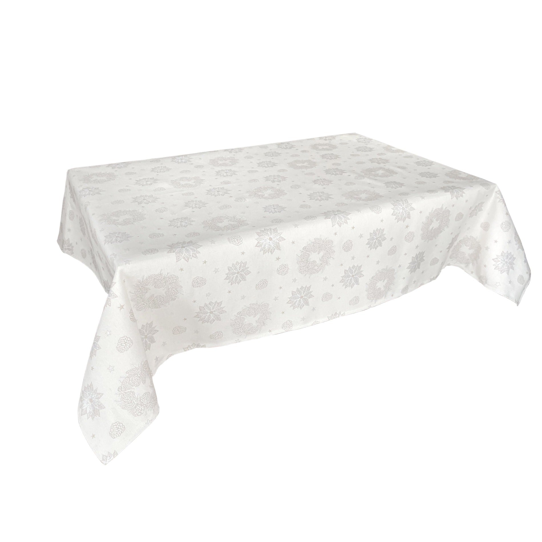 Tablecloth Christmas White Silver Fabric Holiday Custom X-mas Table Cover for Square Rectangle Table