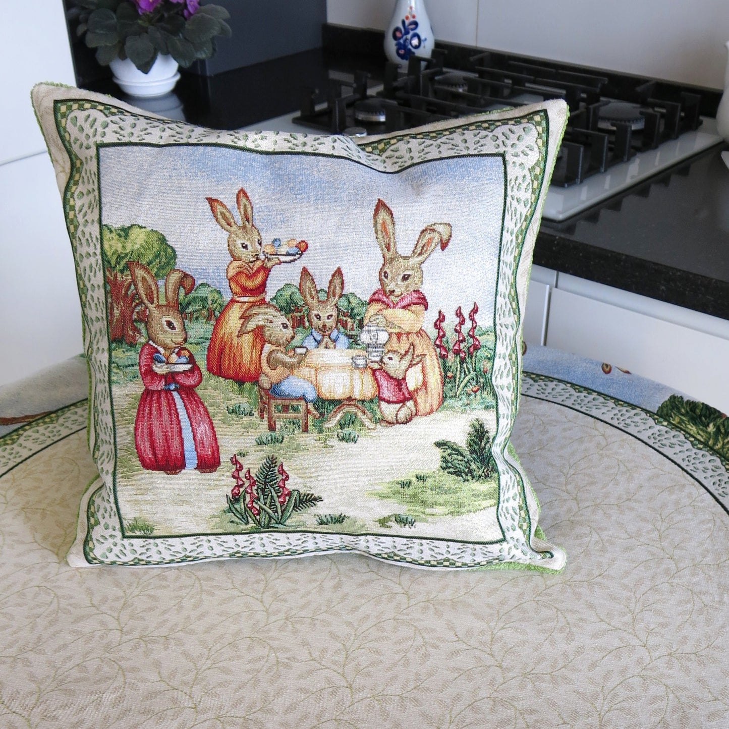 Throw Pillows Cover Easter Bunny Design Decorative Pillow case Cushions Pillow Cover Tapestry Fabric Pillowcase 18in