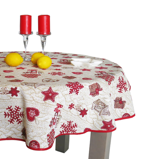 Christmas Round Table cover Fabric Luxury Tablecloth X-mas Table Cloth for Round Table