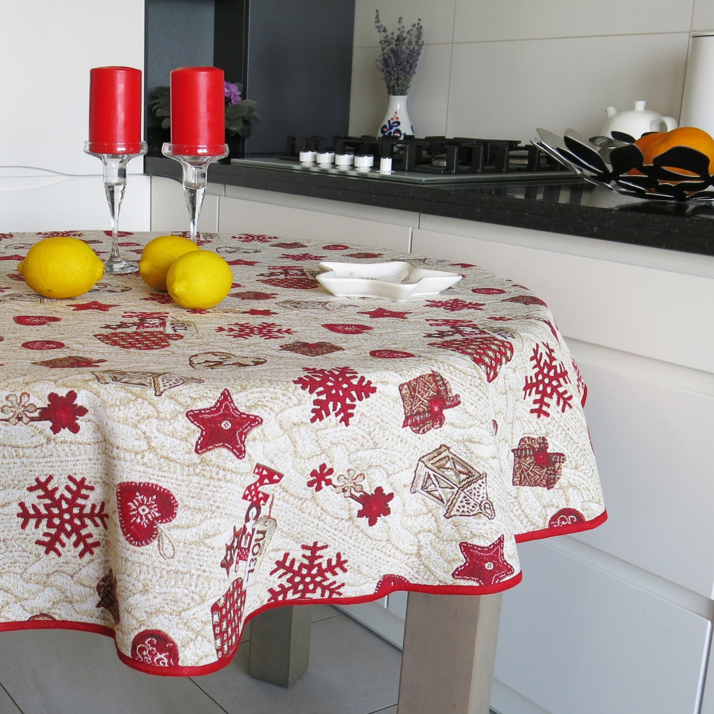 Christmas Round Table cover Fabric Luxury Tablecloth X-mas Table Cloth for Round Table