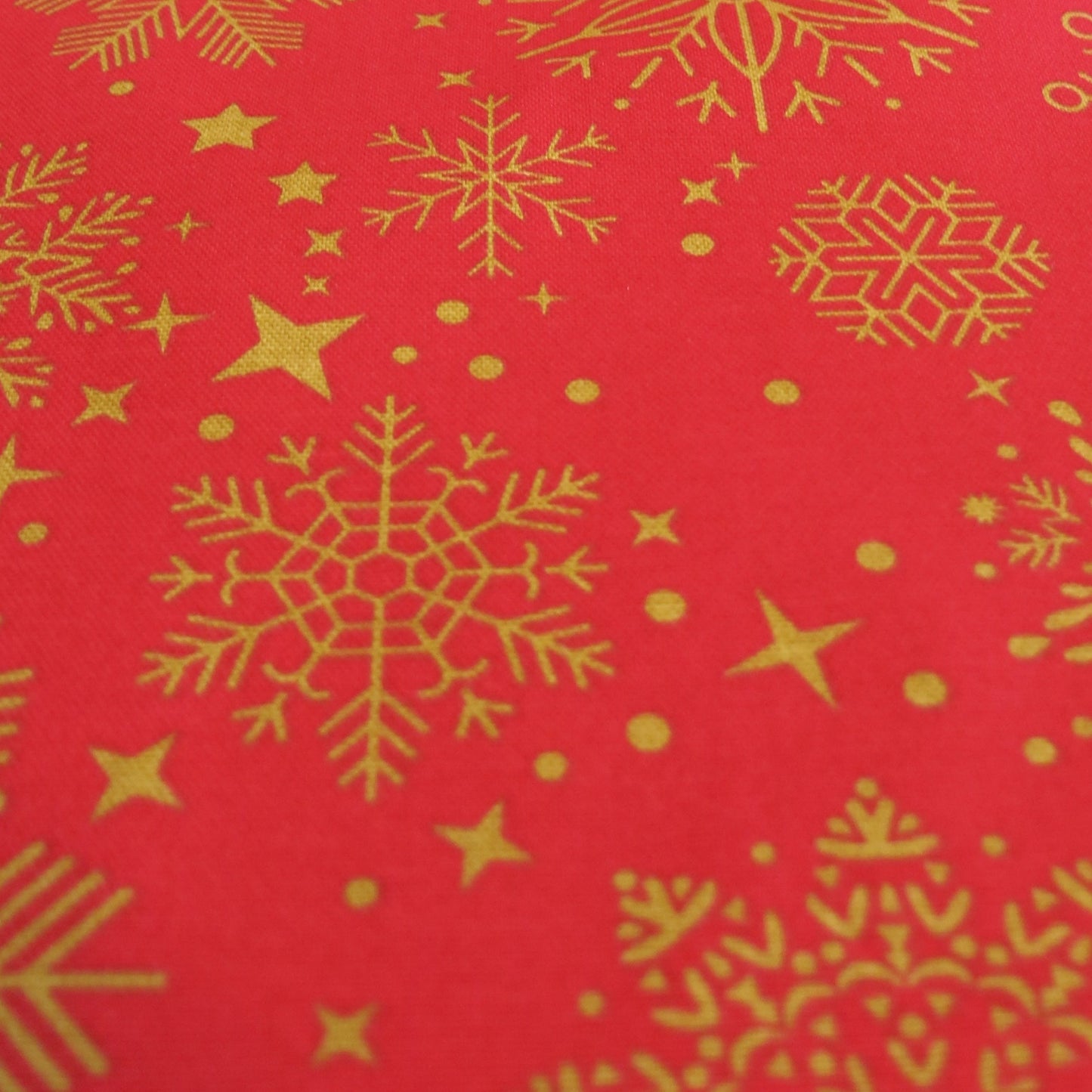 Round Tablecloth Christmas Red with Yellow Snowflakes Waterproof Fabric Dirt resistant Table Cover