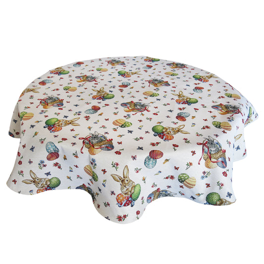 Round Easter Tablecloth Floral Cute Bunny Tapestry Table linen