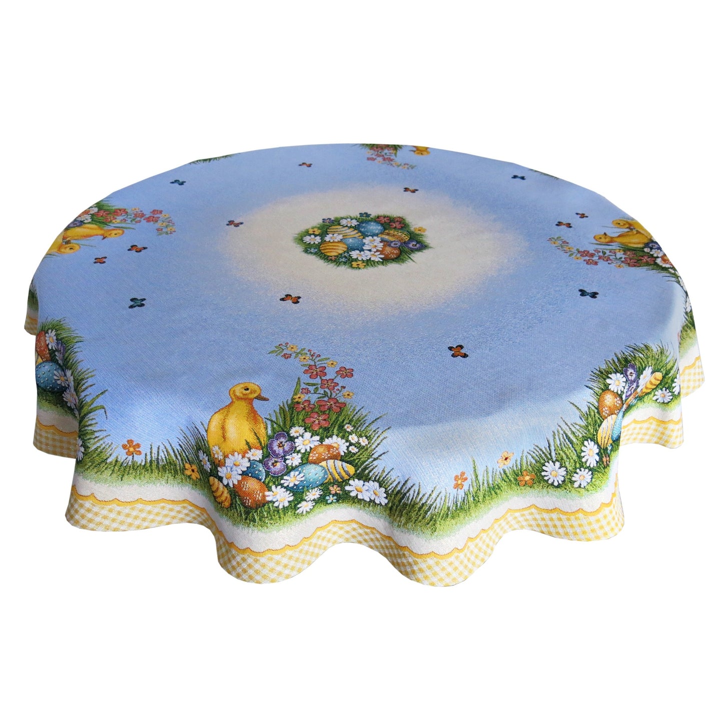 Easter Tablecloth Swan with Eggs Flowers and Golden thread Table Cover