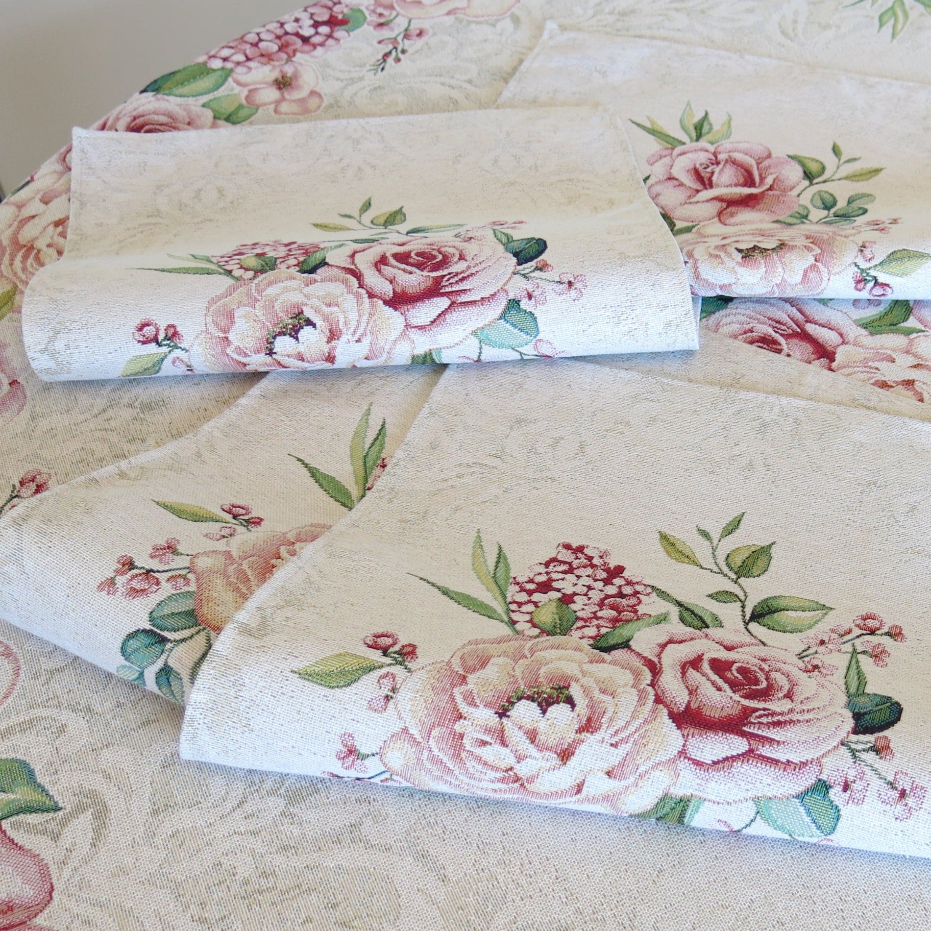 Placemats set of 2 Rose Floral Fabric Modern Tapestry Table Lunch mats (set of 2) 13in X 18in (33cm X 48cm)