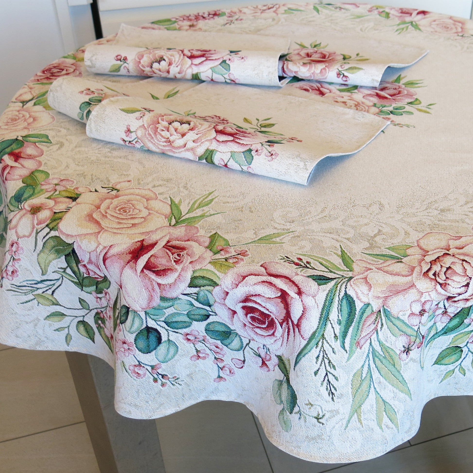 Placemats set of 2 Rose Floral Fabric Modern Tapestry Table Lunch mats (set of 2) 13in X 18in (33cm X 48cm)