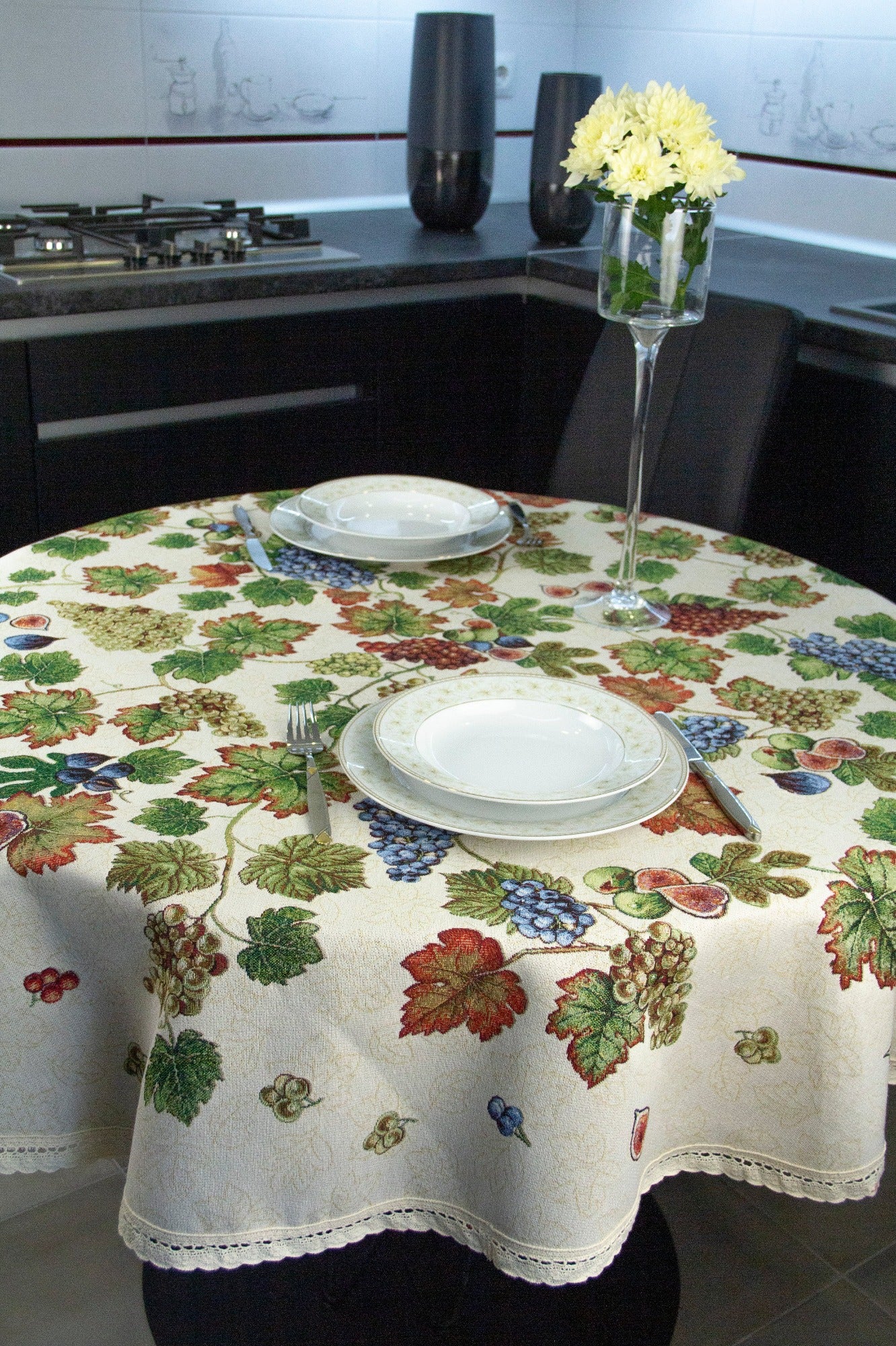 Round Tablecloth Floral Cute Flowers Tapestry Table linen