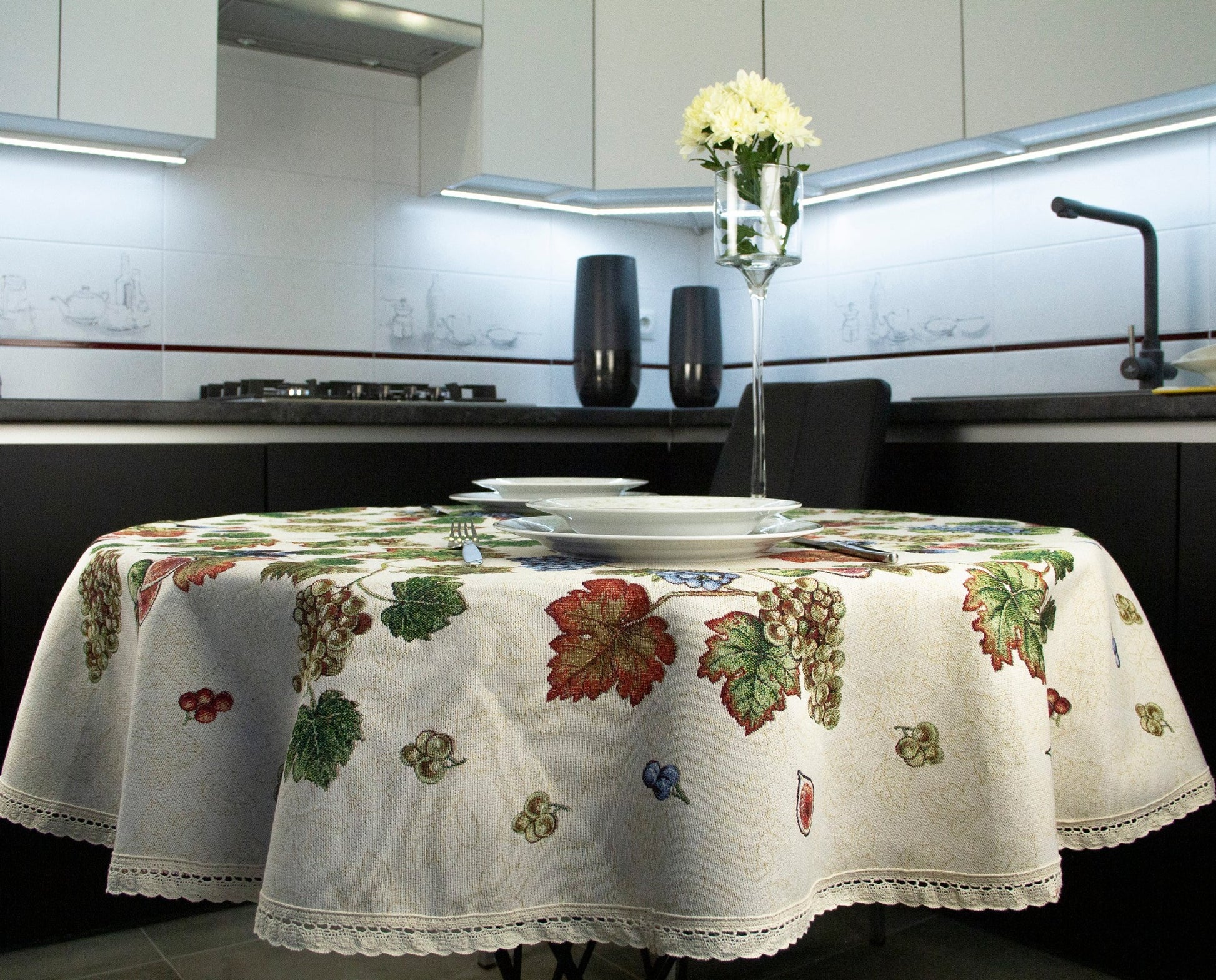 Round Tablecloth Floral Cute Flowers Tapestry Table linen