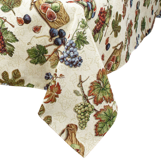 Fabric Custom Tablecloth Rectangular Floral Tapestry Table linen with Grape Figs Fruits