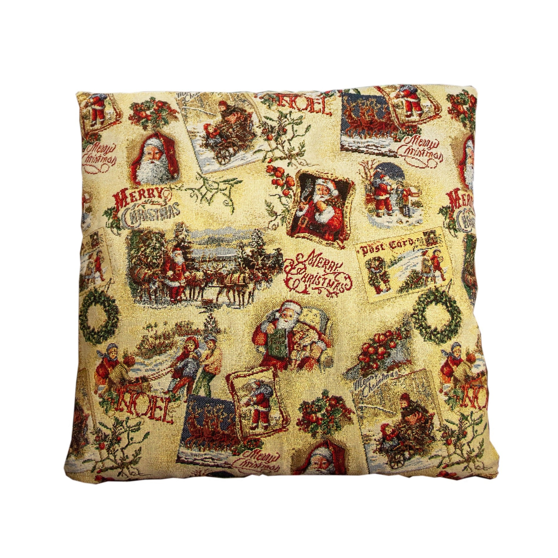 Christmas Cushion Cover Gold Decorative Pillowcase with Santa and Gold threads Double Sided