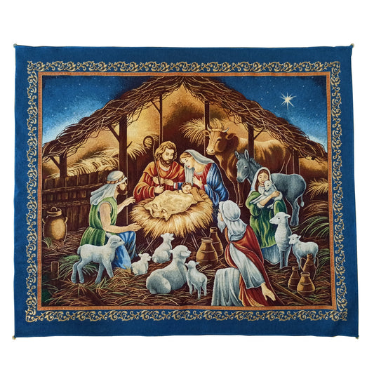 Nativity Art Wall Decor, Christian icon, Christmas Tapestry Wall hanging Art with Religious icon