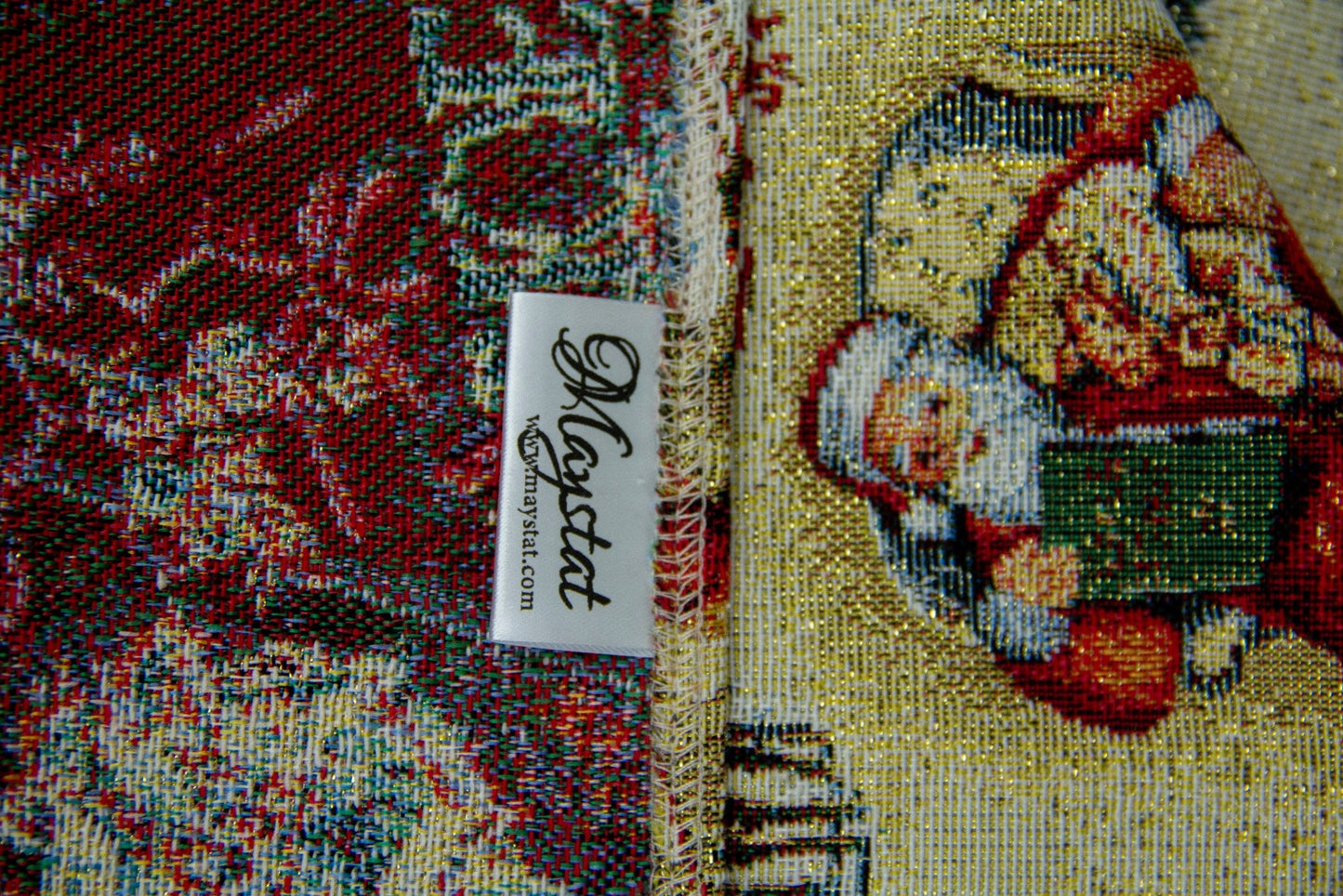 Christmas Placemats Set of 2 Gold Retro Glitter with Santa Claus Golden threads Holiday Table mats