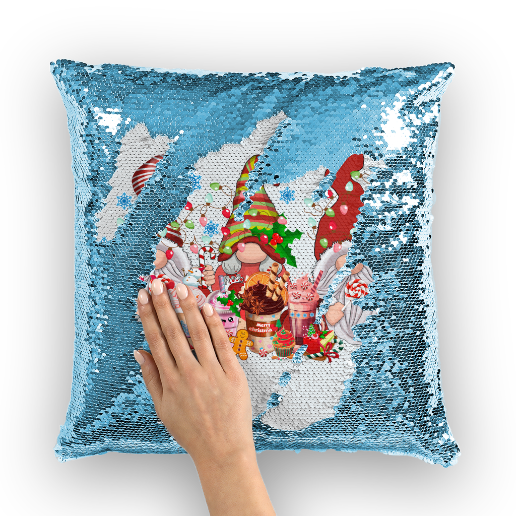 Christmas Sequin Cushion Cover with Chrisrmas Gnomes