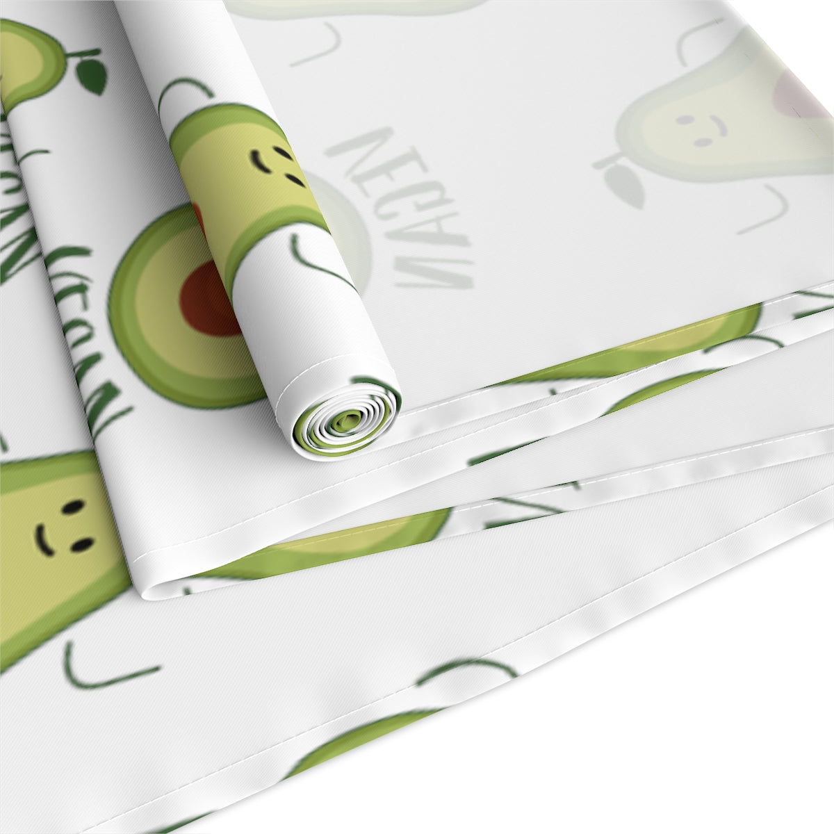 Table Runner White with Avocado for Vegans 