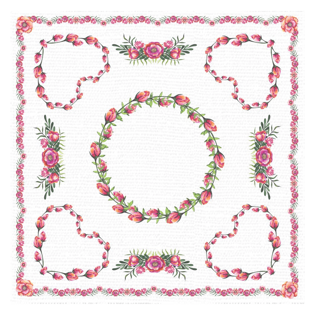 Heart tablecloths cotton white with pink flowers Maystat