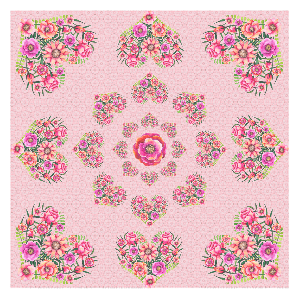 Tablecloths Square Restrangular Pink with Hearts Flowers