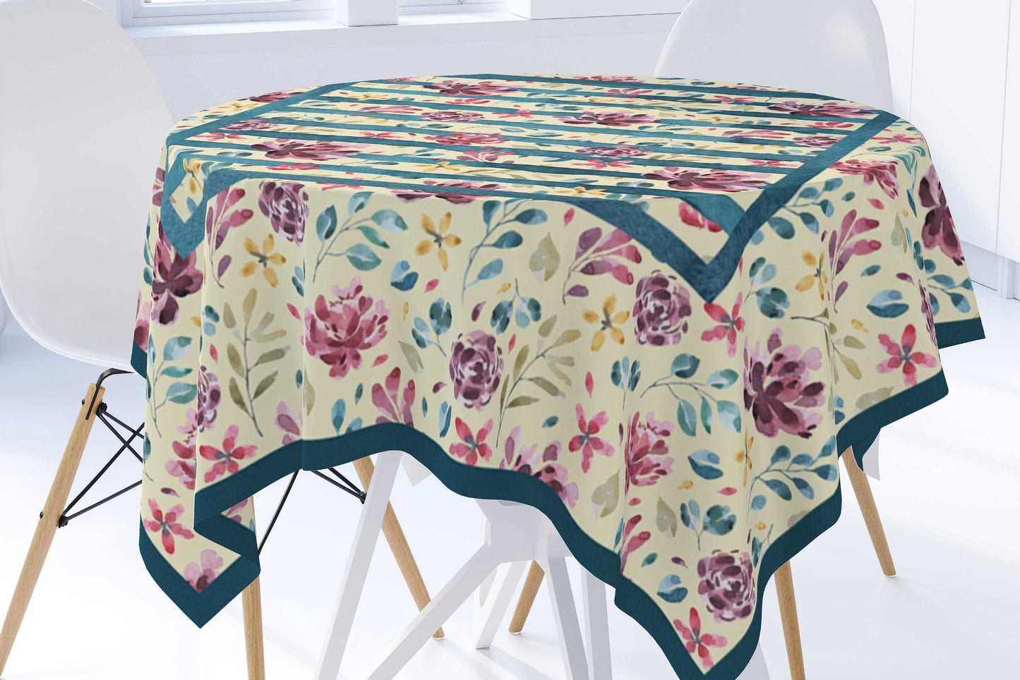 Floral Cotton Tablecloths Wonderful fashionable in yellow and green with beautiful flowers.Maystat 