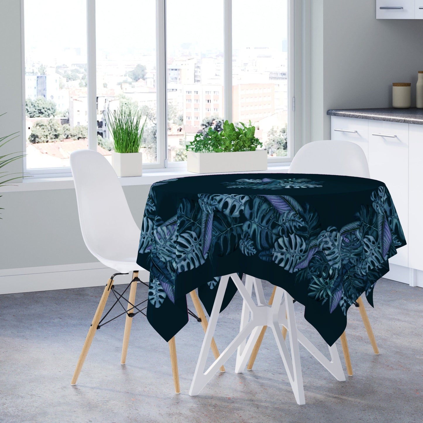 Cotton Tablecloth Dark Blue Square