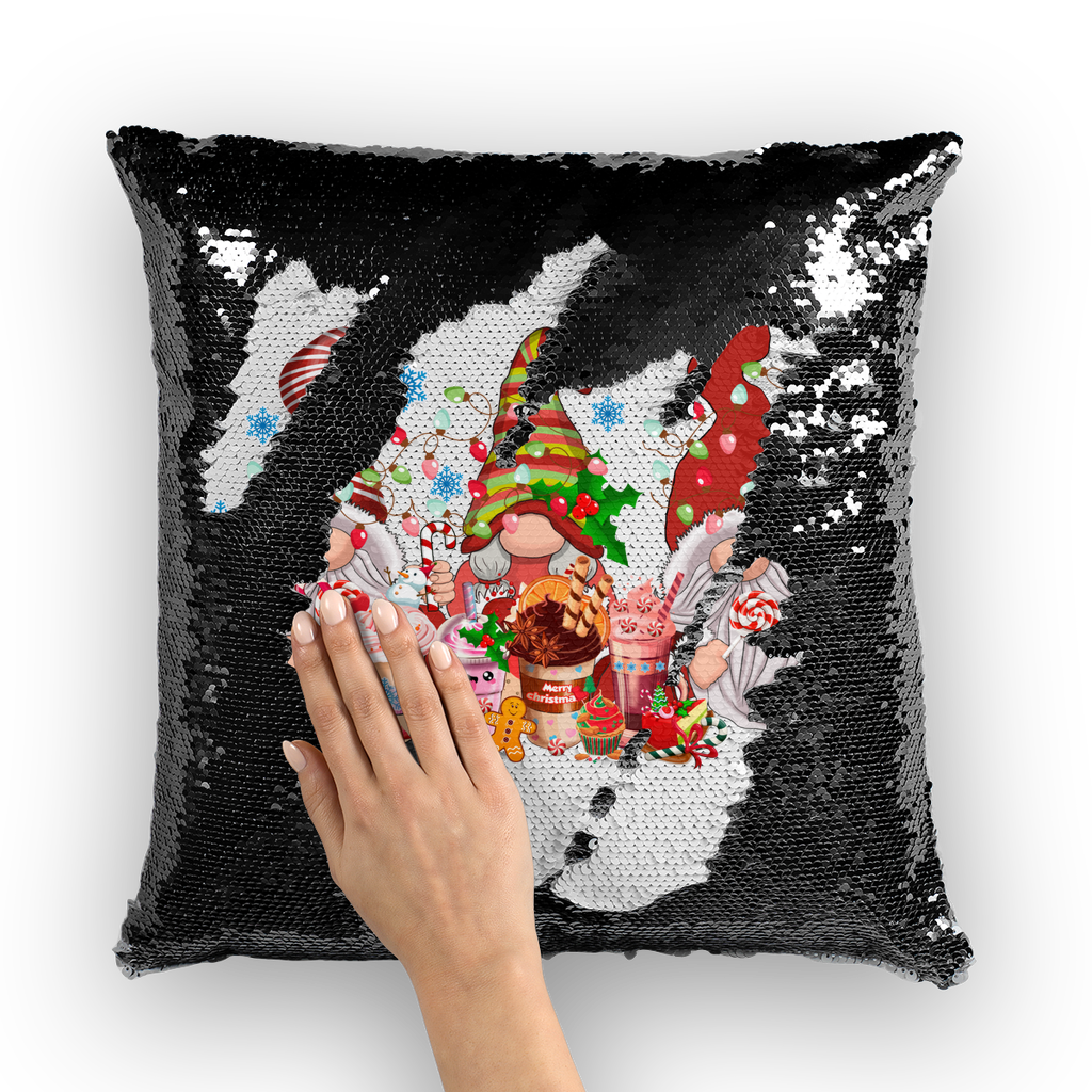 Christmas Sequin Cushion Cover with Chrisrmas Gnomes