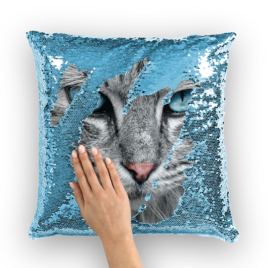 Sequin Cushion Cover Cats Mermaid Cushions with Cat Eyes