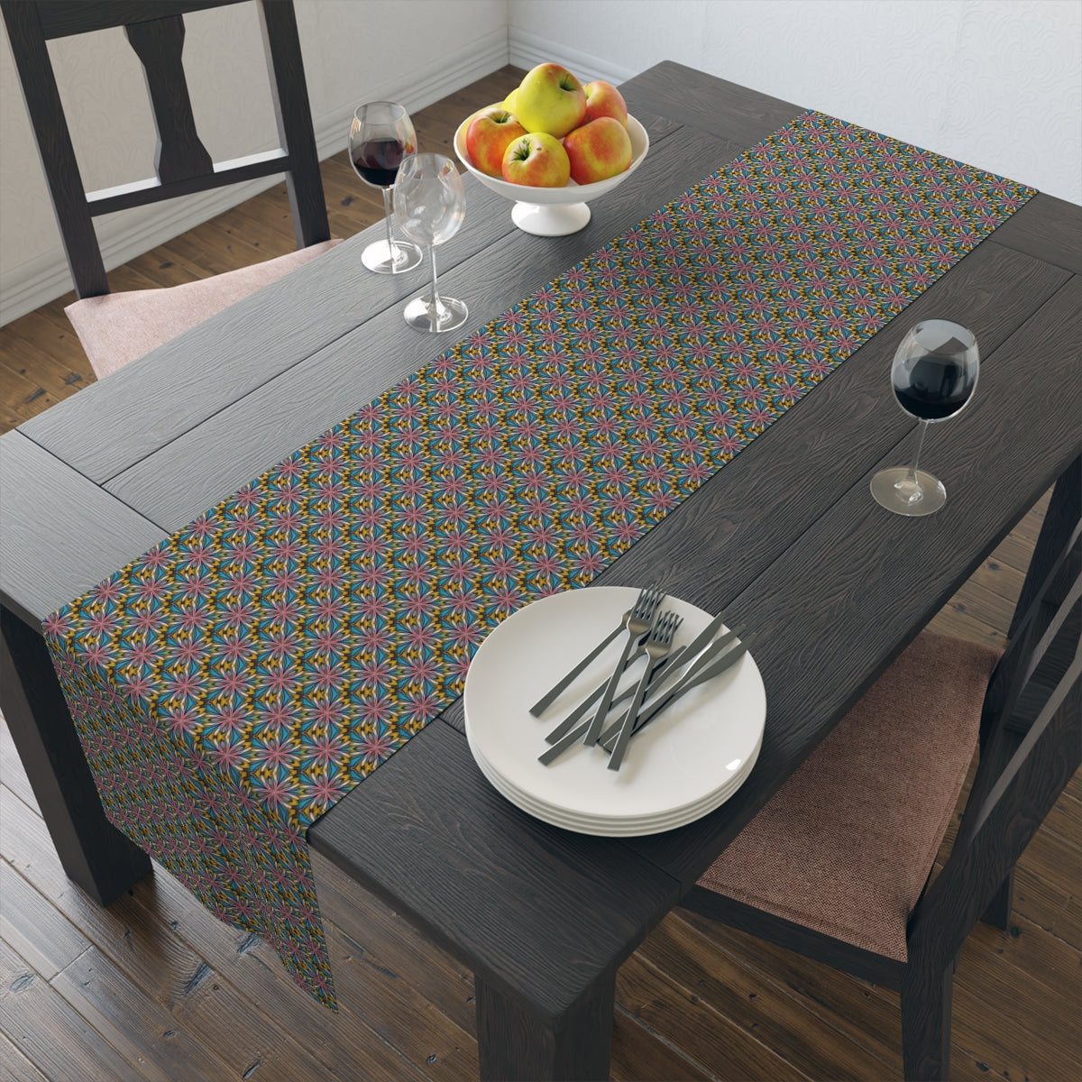 Table Runner for Kitchen Island With Geometric Print