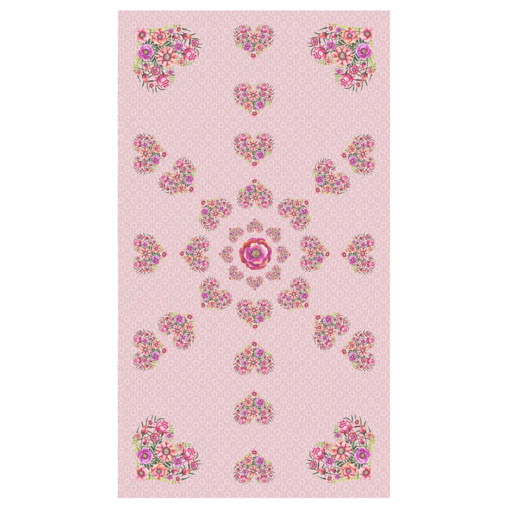 Tablecloths Square Restrangular Pink with Hearts Flowers