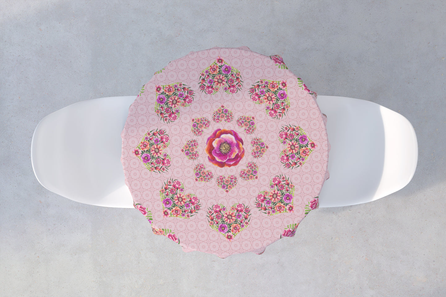 Tablecloths Square Restrangular Pink with Hearts Flowers