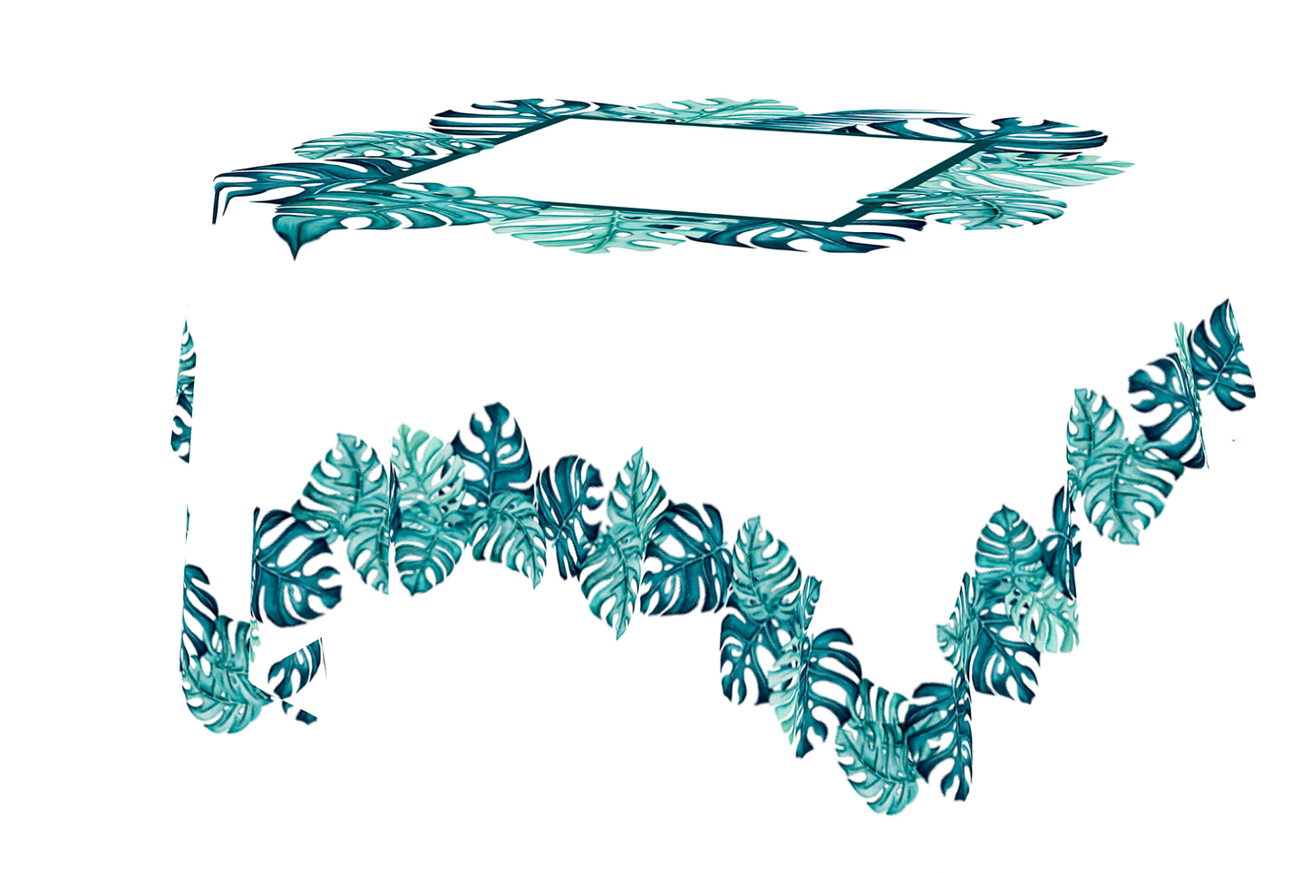 Tropical Leaves Tablecloth Monstera Turquoise Palm Leaves Table Linen for Square or Round TableMaystat 