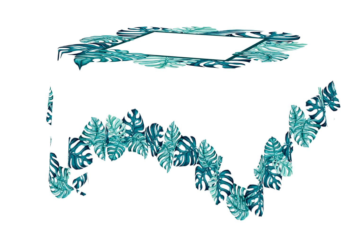 Tropical Leaves Tablecloth Monstera Turquoise Palm Leaves Table Linen for Square or Round TableMaystat 