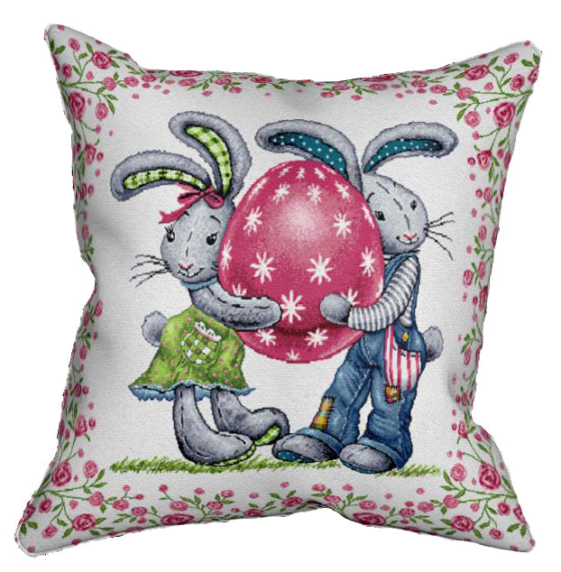 Throw Pillows Cover TWIN Easter Bunny Design Decorative Pillow case