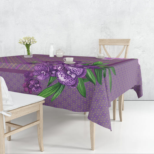 Cotton Tablecloth in Purple with OrchidsMaystat 